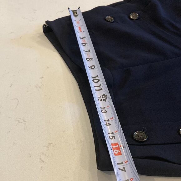 DKNY Navy Sailor nautical Button flat front High Rise Wide Leg Pant Size 10 - Picture 12 of 12